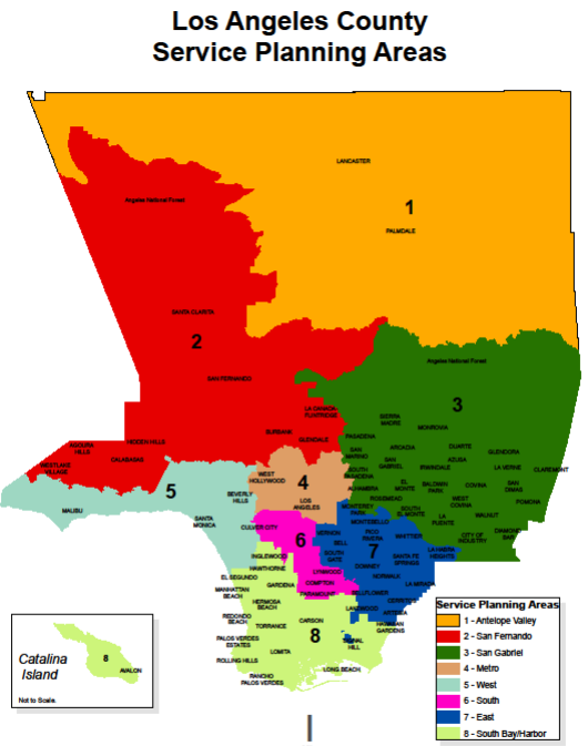 Spa Map Los Angeles Service Areas - Department Of Mental Health