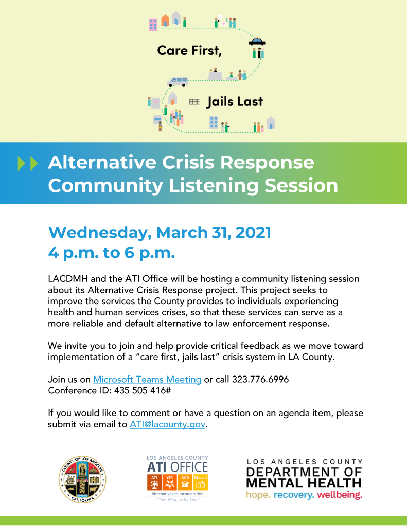 DMH CEO-ATI Alternative Crisis Response Community Listening Session