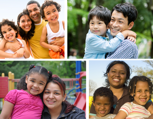 happy children with their parents