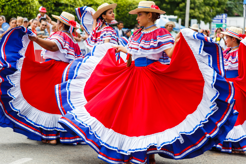 Costa Rica Independence Day Celebration with Women Dancing