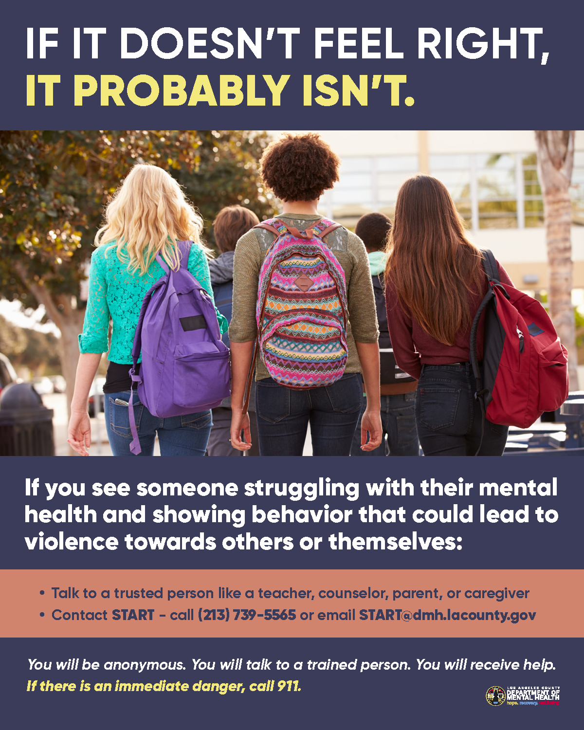 Flyer/poster for LACDMH's START (School Threat Assessment & Response Team) Program