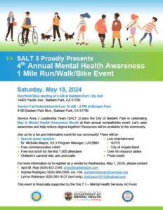 4th Annual Mental Health Awareness 1 Mile Run/Walk/Bike Event Flyer