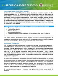 Silicosis Resources document in Spanish