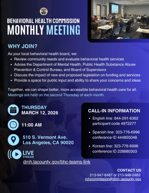 Blue and black color flyer announcing the BHC regular meeting