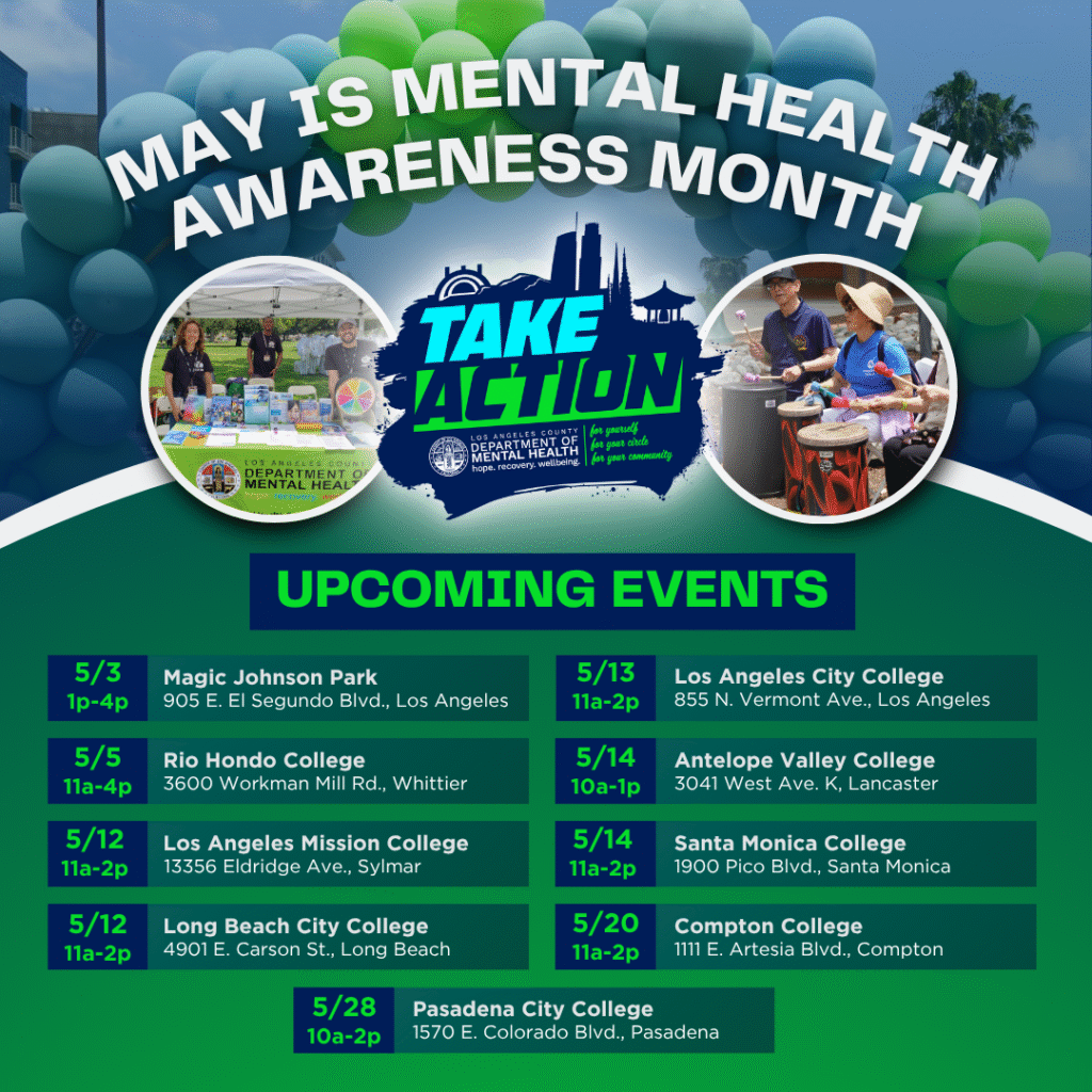 Graphic containing all nine Take Action for L.A. County Events happening in May 2026.